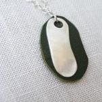 Fine Silver Pendant Necklace Green Recycled..