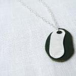 Fine Silver Pendant Necklace Green Recycled..