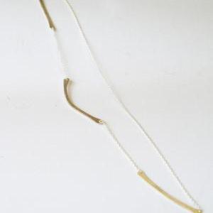 Long Fine Silver Bar Necklace Modern Minimalist..