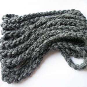 Dark Grey Alpaca Merino Wool Neckwarmer Crochet..
