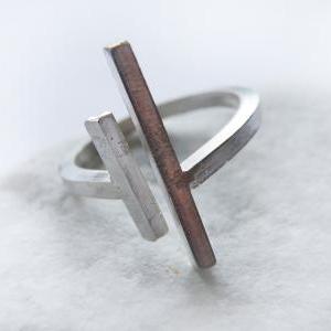 Parallel Bars Adjustable Sterling Silver Ring..