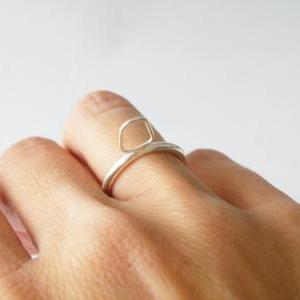 Sterling Silver Stacking Ring Outlined Abstract..