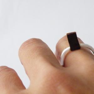 Silver Stacking Ring Brown Leather Ring Rock Glam..