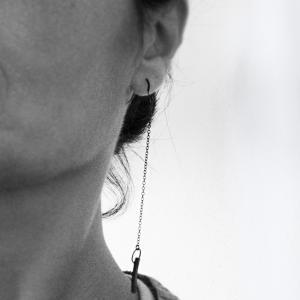 Black Oxidized Sterling Silver Dangle Earrings..