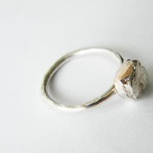 Organic Sterling Silver Ring Nugget Stacking Ring..