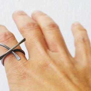 Oxidized Cross Ring Sterling Silver Goth Ring..