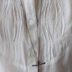 Black Cross Long Pendant Necklace Oxidized..