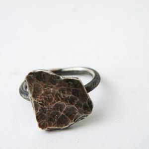 Oxidized Sterling Silver Texture Ring Antique..