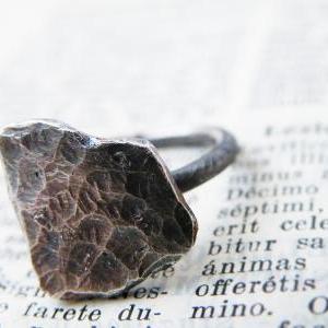 Oxidized Sterling Silver Texture Ring Antique..