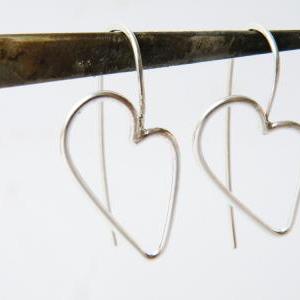 Sterling Silver Heart Earrings Outlined Hearts..