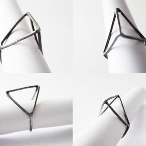 Architectural Ring Oxidized Sterling Silver Modern..