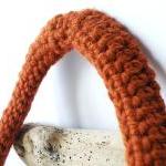 Crochet Scarf Necklace Fashion Merino Wool Rust..