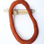 Crochet Scarf Necklace Fashion Merino Wool Rust..
