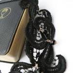Black Lace Vintage Necklace. Statement Jewelry...