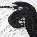 Black Lace Vintage Necklace. Statement Jewelry...