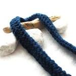 Deep Blue Crochet Neckwarmer Scarf Merino Wool..