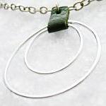 Long Pendant Necklace. Hammered Aluminum Circles...