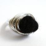 Wire Wrapped Cocktail Ring Black Felted Wool..