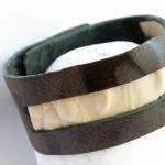 Tribal Leather Wristband Printed Leather Cuff..