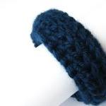 Crochet Bangle Merino Wool Blue Fall Winter..