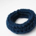 Crochet Bangle Merino Wool Blue Fall Winter..