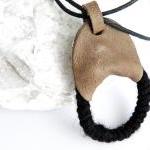 Tribal Pendant Necklace Felted Wool Recycled..