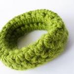 Chunky Crochet Bracelet. Woolenl Bangle. Lime..