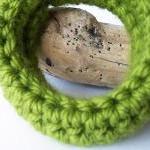 Chunky Crochet Bracelet. Woolenl Bangle. Lime..