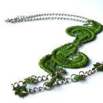 Tatting Lace Necklace. Green Vintage Necklace...