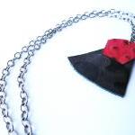 Long Pendant Necklace Printed Leather Red And..