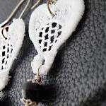 Vintage Macramé Earrings. White Lace Hook..