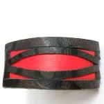 Printed Leather Cuff Tribal Wristband Brown Red..