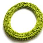 Scarf Crochet Necklace. Lime Green. Merino Wool..