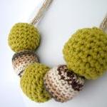 Bubble Necklace Chunky Crochet Necklace Lime Green..