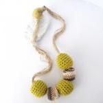 Bubble Necklace Chunky Crochet Necklace Lime Green..