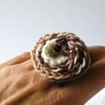 Crochet Deco Rose Ring Shades Of Brown Fashion..