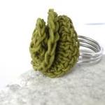 Wire Wrapped Crochet Deco Rose Ring. Aluminum...