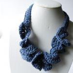 Crochet Necklace Gothic Light Blue Cotton Spring..