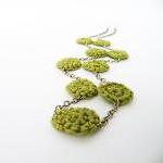 Hippie Crochet Necklace Textile Jewelry Olive..