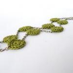 Hippie Crochet Necklace Textile Jewelry Olive..