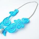 Turquoise Lace Vintage Necklace Spring Summer..