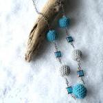 Long Crochet Necklace Retro Jewelry Glass Beads..