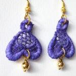 Vintage Purple Lace Hook Earrings Women..