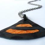 Long Pendant Necklace Leather Jewelry Printed..
