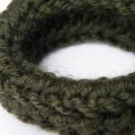 Crochet Bangle Merino Wool Forest Green Fall..