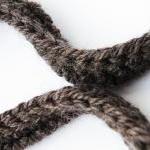 Crochet Scarf Necklace Fashion Merino Wool Brown..