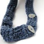 Crochet Necklace Gothic Light Blue Oriental Style..