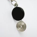 Black Round Flat Onyx Bead Pendant Necklace..