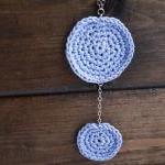 Long Sterling Silver Necklace Cotton Crochet..