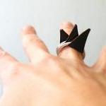 Stacking Rings Brown Leather Spikes Rock Punk..
